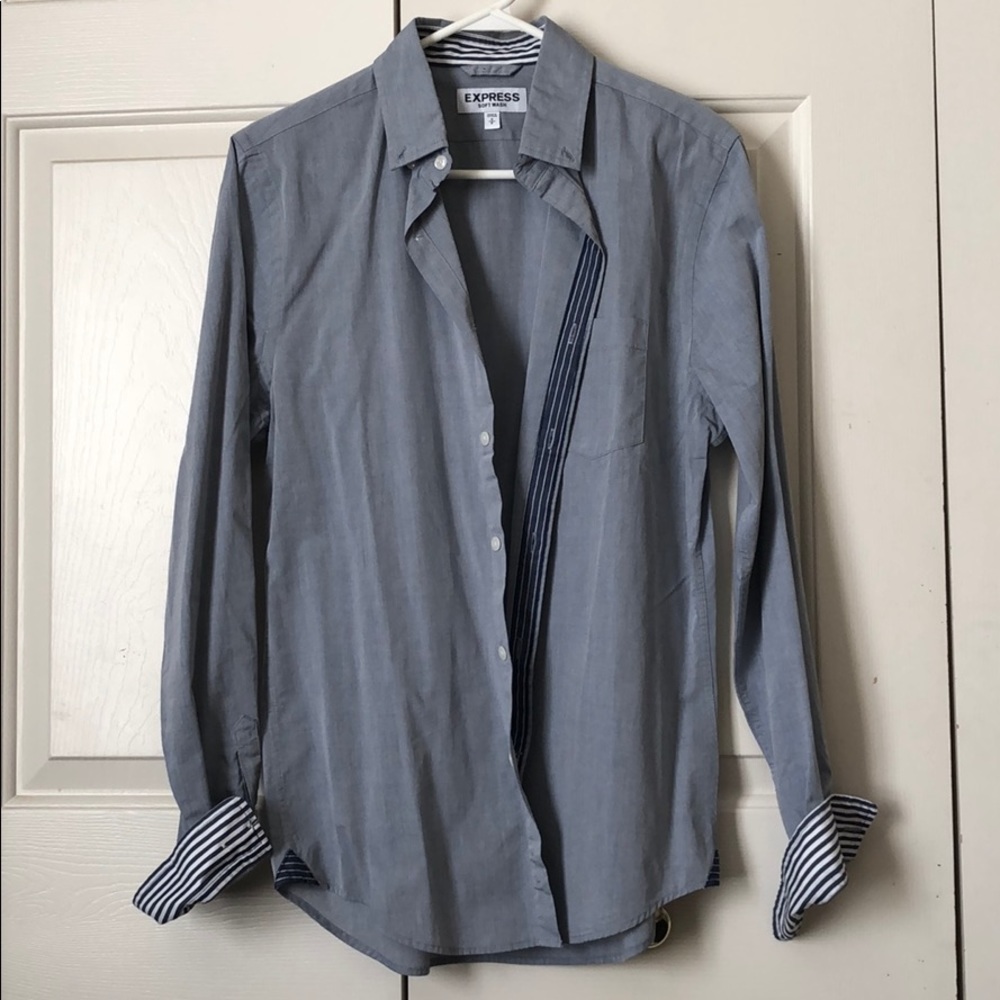 EXPRESS Light Blue Dress Shirt w/Striped Cuffs